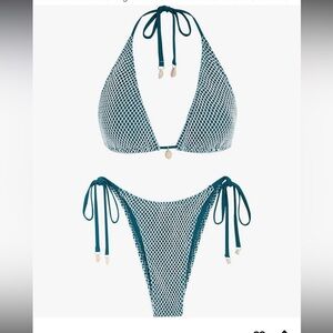 ZAFUL Multiway Triangle Bikini Set – Fishnet Side-Tie Bandeau Halter (XL) ♦️